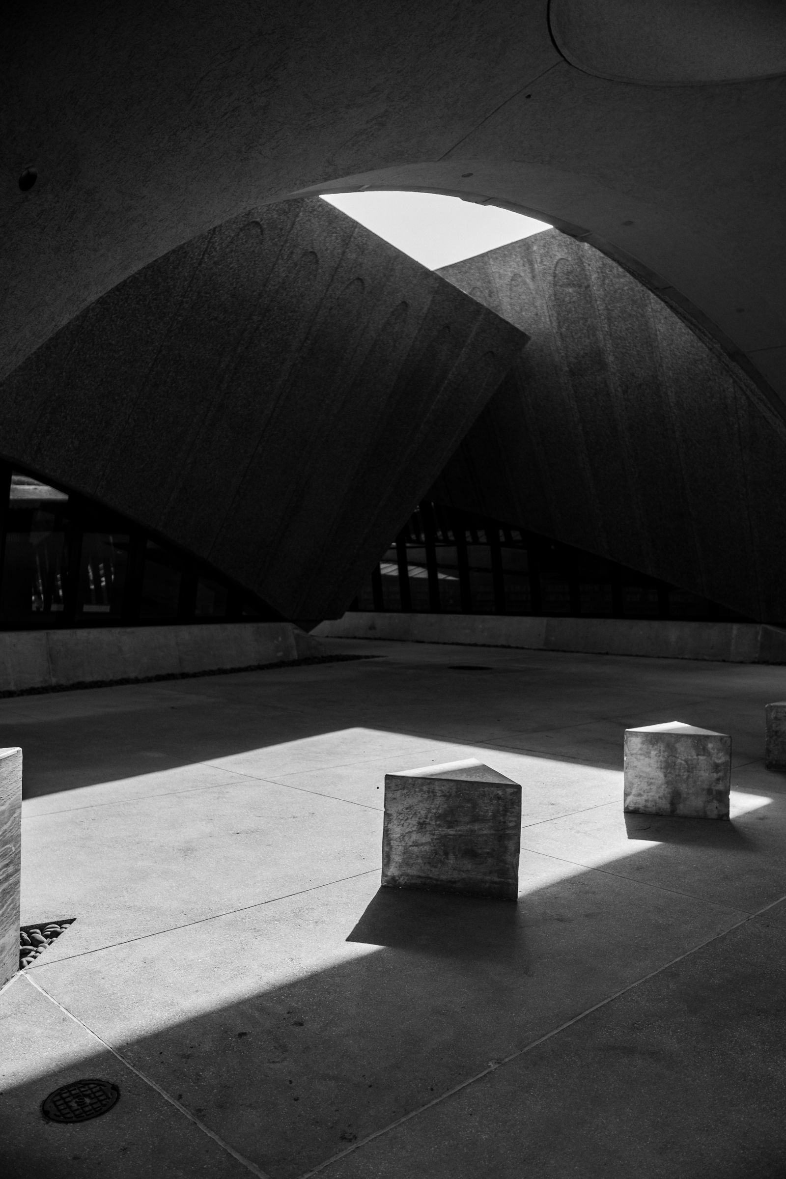 Concrete archway in raking light