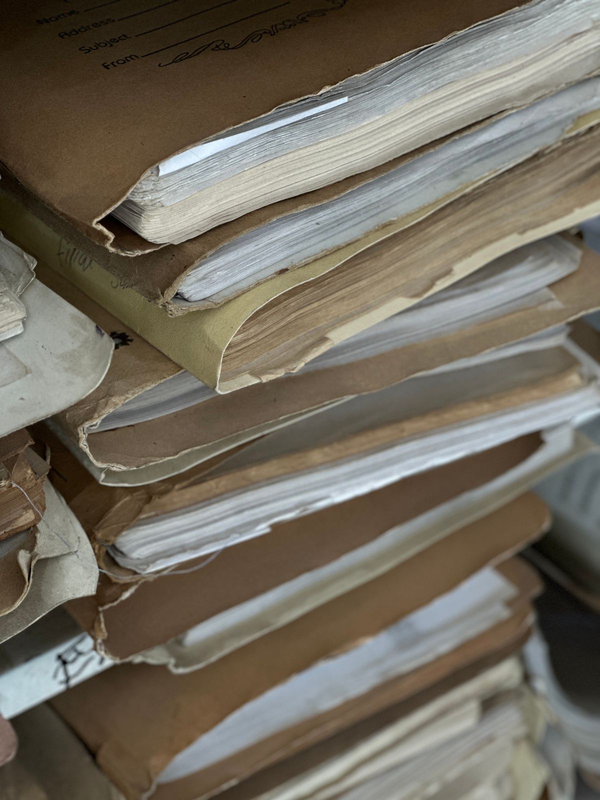 Archived paper files in folders
